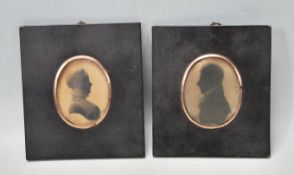 PAIR OF VICTORIAN 19TH CENTURY SIDE PORTRAITS / PORTRAIT MINIATURE