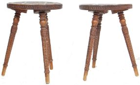 20TH CENTURY INDIAN FRUITWOOD CARVED SIDE TABLES