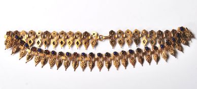 VICTORIAN BLUE AND RED STONE COLLAR NECKLACE