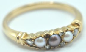ANTIQUE GOLD PEARL AND DIAMOND RING