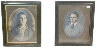 EDWARDIAN PHOTOGRAPHIC PORTRAIT ON FABRIC AND ANOTHER