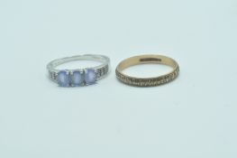 9CT ETERNITY RING & 9CT WHITE GOLD AMETHYST RING