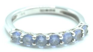 9CT WHITE GOLD AND PURPLE STONE RING