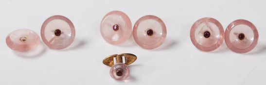 VINTAGE GENTLEMAN'S ROSE QUARTS DRESS BUTTONS