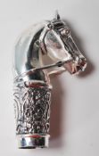 SILVER WALKING STICK HANDLE IN THE FORM OF A HORSE