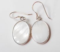 PAIR OF LADIES MOTHER OF PEARL AND SILVER DROP EARRINGS