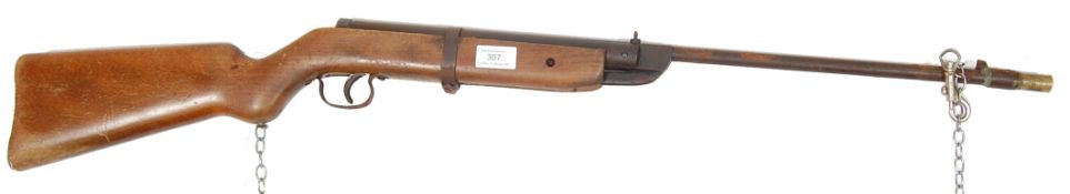 RETRO 20TH CENTURY WOODEN STOCK AIR RIFLE / CORK RIFLE