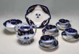 19TH CENTURY VICTORIAN STAFFORDSHIRE BLUE AND WHITE TEA SET