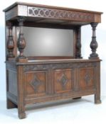 LATE VICTORIAN EARLY 20TH CENTURY MIRROR BACK OAK COURT CUPBOARD