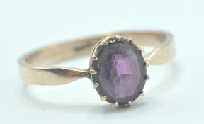 9CT GOLD AND AMETHYST DRESS RING