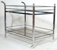 1970’S RETRO CHROME AND GLASS TWO TIER TOLLEY