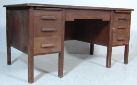 AIR MINISTRY STYLE OAK 1950'S TWIN PEDESTAL DESK