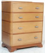 EARLY 20TH CENTURY ART DECO 1930S LIMED OAK PEDESTAL CHEST OF DRAWERS