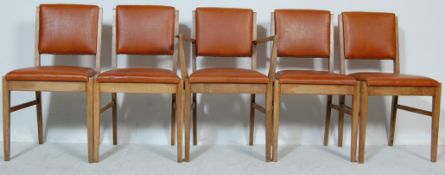 SET OF FIVE RETRO VINTAGE GORDON RUSSELL WALNUT DINING CHAIRS