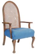1930’S QUEEN ANNE STYLE BERGERE FIRESIDE ARMCHAIR