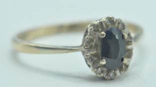 9CT GOLD HALLMARKED SAPPHIRE AND DIAMOND RING