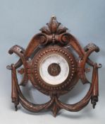 VICTORIAN 19TH CENTURY CARVED OAK BAROMETER