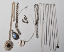 COLLECTION OF STAMPED .925 SILVER NECKLACES