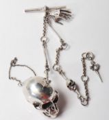 SILVER SKELETON POCKET WATCH CHAIN
