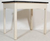 MID CENTURY VINTAGE ENAMEL AND WOOD KITCHEN SCULLERY TABLE.