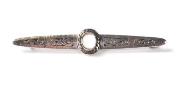 VINTAGE MURRLE BENNETT & CO SILVER AND MOONSTONE BAR BROOCH