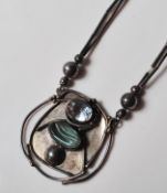 VINTAGE SILVER SIGNED DESIGNER PENDANT NECKLACE