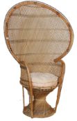 VINTAGE RETRO 20TH CENTURY WICKER PEACOCK ARMCHAIR