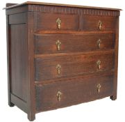 A 1930’S JACOBEAN REVIVAL 2 OVER 3 CHEST OF DRAWERS RAISED ON BRACKET FEET