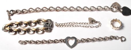 GROUP OF FOUR SILVER LADIES BRACELETS