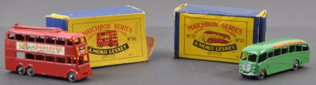 TWO ORIGINAL VINTAGE MOKO LESNEY MATCHBOX DIECAST MODELS