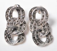 PAIR OF ,925 STERLING SILVER & MARCASITE DROP EARRINGS