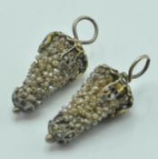 VICTORIAN ANTIQUE ENAMEL AND SEEDPEARL DROPS