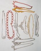 ELEVEN VINTAGE RHINESTONE COLLAR NECKLACE