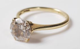 14CT GOLD AND CZ SOLITAIRE RING