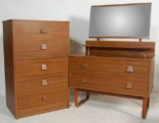A VINTAGE RETRO 20TH CENTURY TEAK WOOD VENEER BEDROOM SUITE