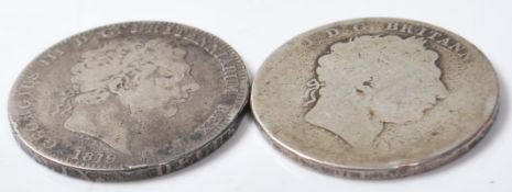 TWO GEORGE III SILVER CROWN COINS
