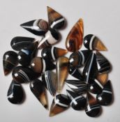 25 ANTIQUE VICTORIAN BANDED AGATE DROPS