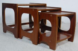 RETRO VINTAGE LATE 20TH CENTURY TEAK VENEER NEST OF TABLES