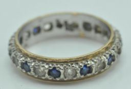 9CT GOLD HALLMARKED SAPPHIRE & WHITE STONE ETERNITY RING