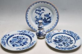 COLLECTION OF THREE 18TH CENTURY CHINESE PLATES TOGETHER WITH A VASE