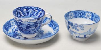 ANTIQUE 19TH CENTURY VICTORIAN PEARLWARE CUP AND SAUCER