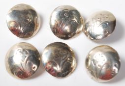 SIX 1940'S SCOTTISH SILVER FLORAL BUTTONS