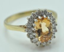 1970'S 18CT GOLD, TOPAZ AND DIAMOND RING
