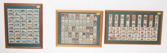 THREE FRAMED AND GLAZED CIGARETTE PICTURE CARDS FROM WILLS’S AND PLAYER’S
