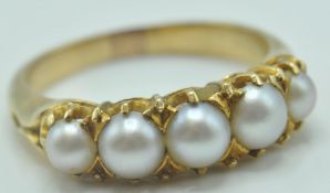 ANTIQUE GOLD AND HALF PEARL RING
