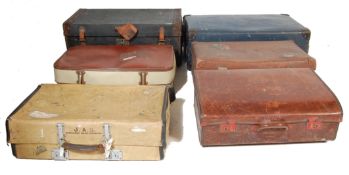SIX VINTAGE RETRO 20TH CENTURY SUITCASES / TRAVEL