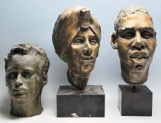 GROUP OF THREE 20TH CETURY MYRTLE GOULDEN HEAD STUDIES IN PLASTER