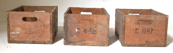 THREE RETRO MID CENTURY MAKESON ADVERTISING BEER CRATES