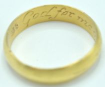 18TH CENTURY GOLD POSY RING WITH INSCRIPTION