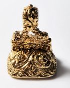 VITORIAN ANTIQUE GILT SEAL FOB WITH CORNELIAN PANEL
